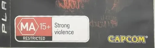 Resident Evil 5, the Australian classification mark on its front