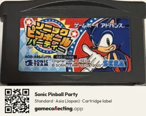 Sonic Pinball Party Game Boy Advance, Asia cartridge label