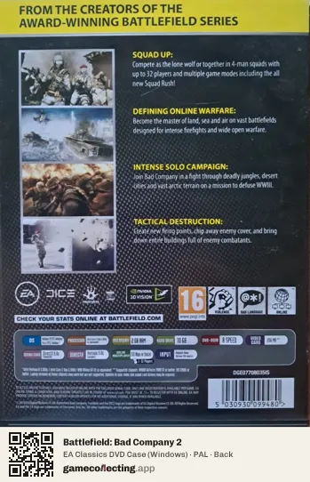 Battlefield: Bad Company 2 Computer, PAL box back