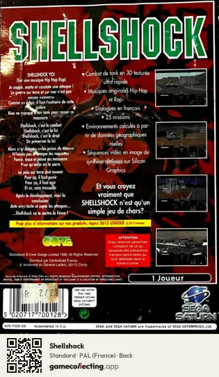 Shellshock Sega Saturn, France box back