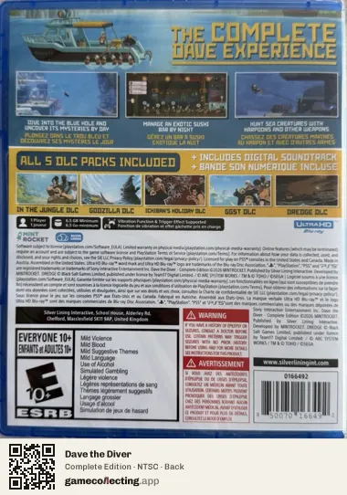 Dave the Diver PlayStation 5, NTSC box back