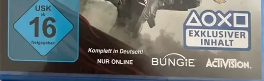 Destiny 2, the USK square on its front