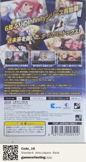 Code_18 PlayStation Portable, Asia box back