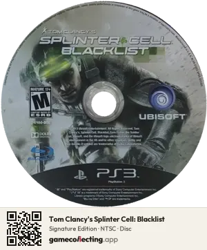 Tom Clancy's Splinter Cell: Blacklist PlayStation 3, NTSC disc