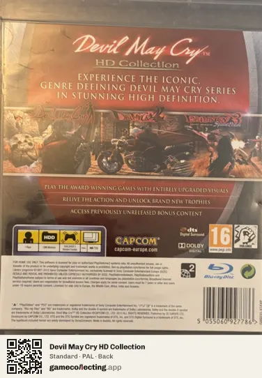 Devil May Cry HD Collection PlayStation 3, PAL box back