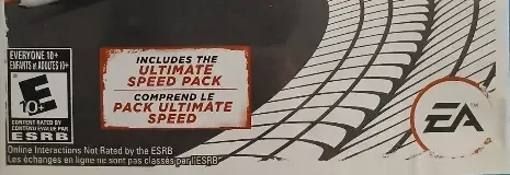 Need for Speed: Most Wanted U, the ESRB box on its front