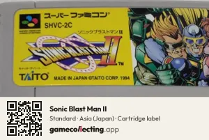 Sonic Blast Man II Super Nintendo Entertainment System, Asia cartridge label