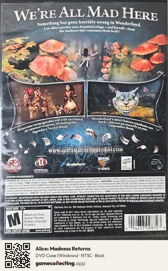 Alice: Madness Returns Computer, NTSC box back