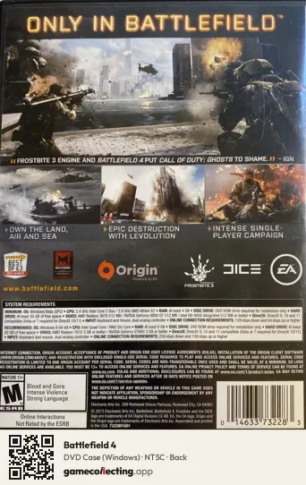 Battlefield 4 Computer, NTSC box back