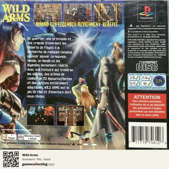 Wild Arms PlayStation, PAL box back