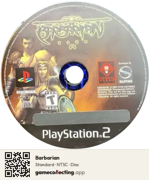 Barbarian PlayStation 2, NTSC disc