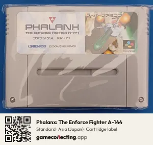 Phalanx: The Enforce Fighter A-144 Super Nintendo Entertainment System, Asia cartridge label