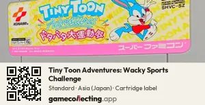 Tiny Toon Adventures: Wacky Sports Challenge Super Nintendo Entertainment System, Asia cartridge label