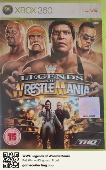 WWE Legends of WrestleMania Xbox 360, United Kingdom box front