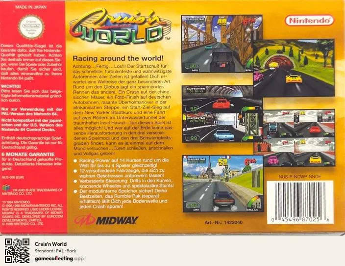 Cruis'n World Nintendo 64, PAL box back