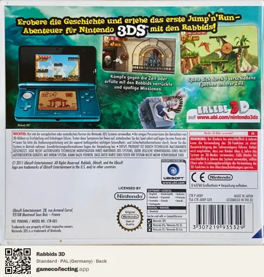 Rabbids 3D Nintendo 3DS, Germany box back