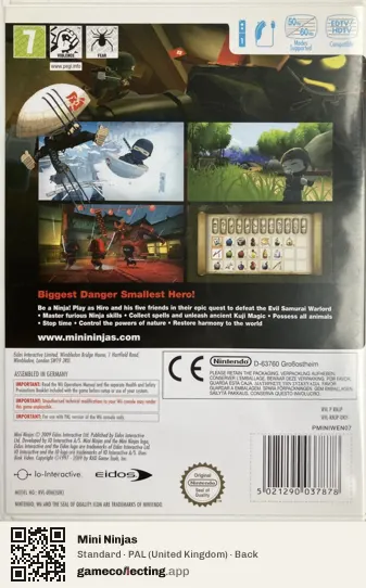Mini Ninjas Nintendo Wii, United Kingdom box back