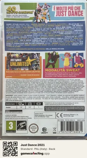 Just Dance 2021 Nintendo Switch, Italy box back