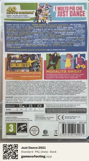 Just Dance 2021 Nintendo Switch, Italy box back