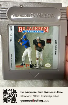 Bo Jackson: Two Games in One Game Boy, NTSC cartridge label