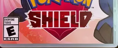 Pokémon Shield, the ESRB box on its front