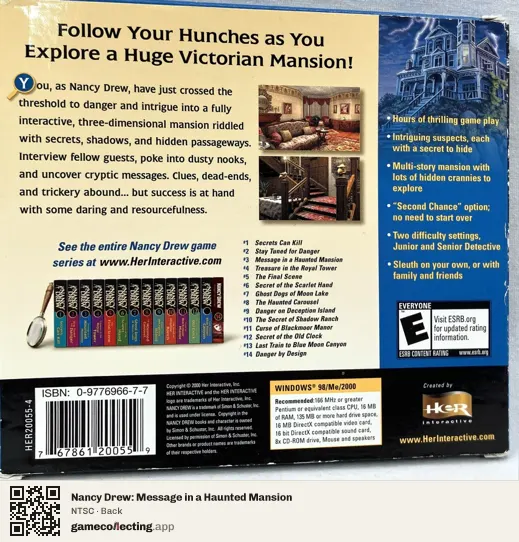 Nancy Drew: Message in a Haunted Mansion Computer, NTSC box back