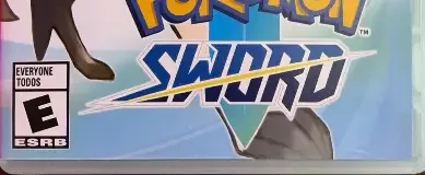 Pokémon Sword, the ESRB box on its front