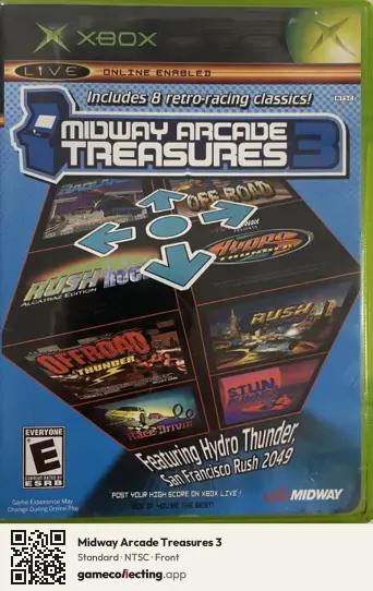 Midway Arcade Treasures 3 Xbox, NTSC box front