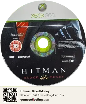 Hitman: Blood Money Xbox 360, PAL disc