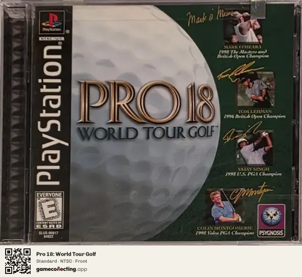 Pro 18: World Tour Golf PlayStation, NTSC box front