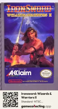 Ironsword: Wizards & Warriors II Nintendo Entertainment System, NTSC cartridge label