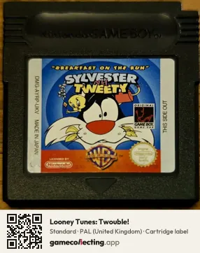 Looney Tunes: Twouble! Game Boy Color, PAL cartridge label