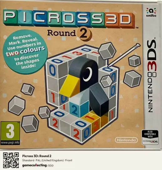 Picross 3D: Round 2 Nintendo 3DS, United Kingdom box front