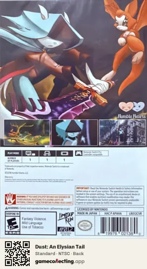 Dust: An Elysian Tail Nintendo Switch, NTSC box back