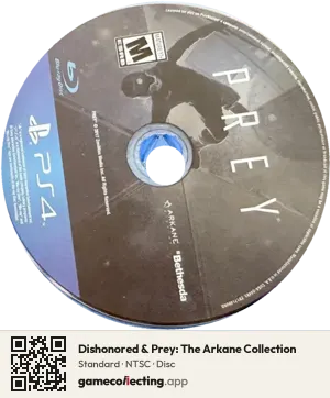 Dishonored & Prey: The Arkane Collection PlayStation 4, NTSC disc