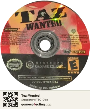 Taz: Wanted Nintendo GameCube, NTSC disc
