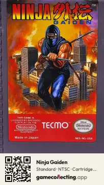 Ninja Gaiden Nintendo Entertainment System, NTSC cartridge label