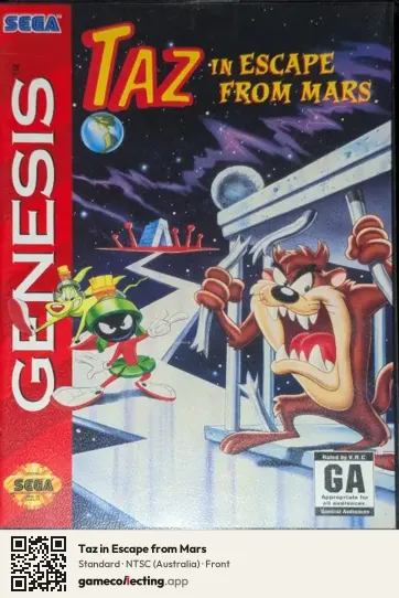 Taz in Escape from Mars Sega Mega Drive / Genesis, Australia box front