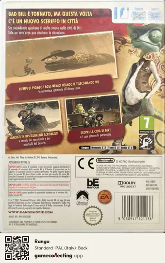 Rango Nintendo Wii, Italy box back