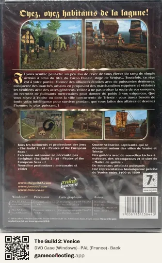 The Guild 2: Venice Computer, France box back