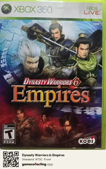 Dynasty Warriors 6: Empires Xbox 360, NTSC box front