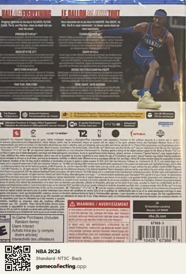 NBA 2K26 PlayStation 5, NTSC box back