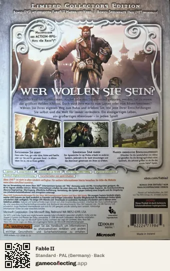 Fable II Xbox 360, Germany box back