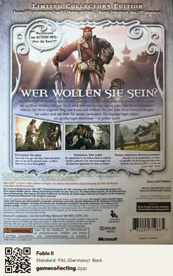 Fable II Xbox 360, Germany box back