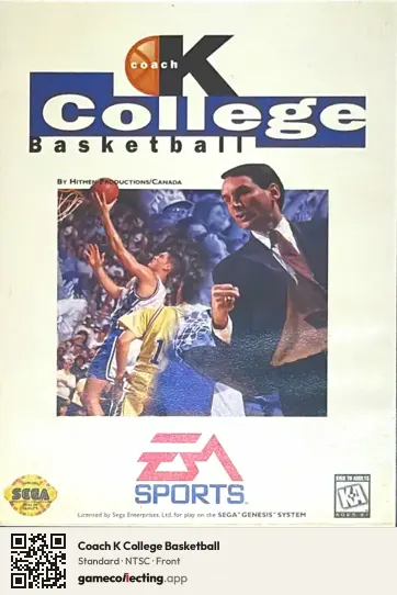 Coach K College Basketball Sega Mega Drive / Genesis, NTSC box front