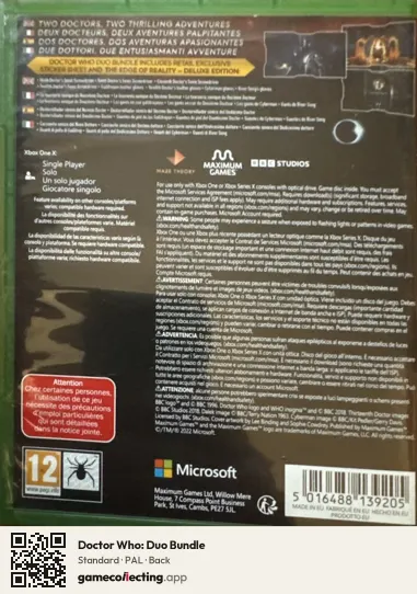 Doctor Who: Duo Bundle Xbox One, PAL box back