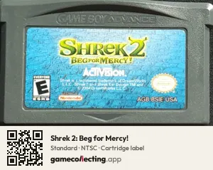 Shrek 2: Beg for Mercy! Game Boy Advance, NTSC cartridge label
