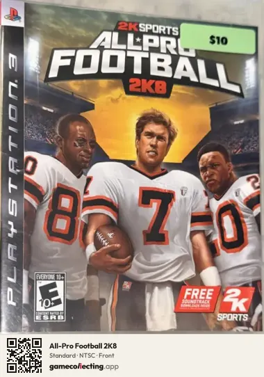 All-Pro Football 2K8 PlayStation 3, NTSC box front