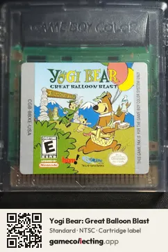 Yogi Bear: Great Balloon Blast Game Boy Color, NTSC cartridge label