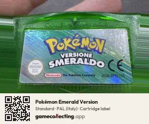 Pokémon Emerald Version Game Boy Advance, PAL cartridge label
